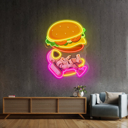 Astronaut And Burger Custom Led Signs Artwork For Sale - Shineneon