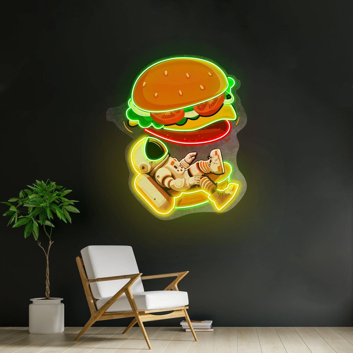 Astronaut And Burger Custom Led Signs Artwork For Sale