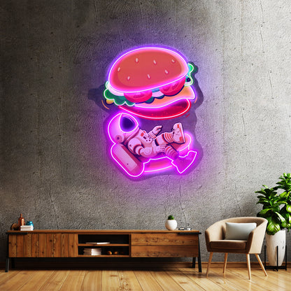 Astronaut And Burger Custom Led Signs Artwork For Sale