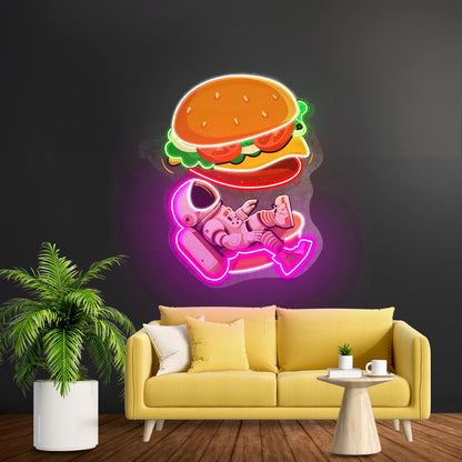 Astronaut And Burger Custom Led Signs Artwork For Sale