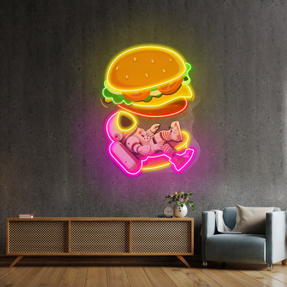 Astronaut And Burger Custom Led Signs Artwork For Sale