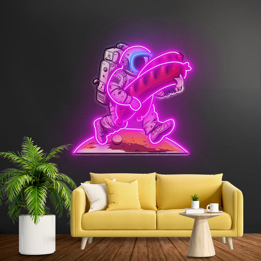 Astronaut And Sausage Custom Led Signs Artwork For Sale