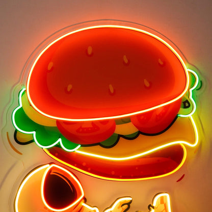 Astronaut Burger Vibrant Uv Printed Led Neon Sign For Cafe Decor | Shineneon