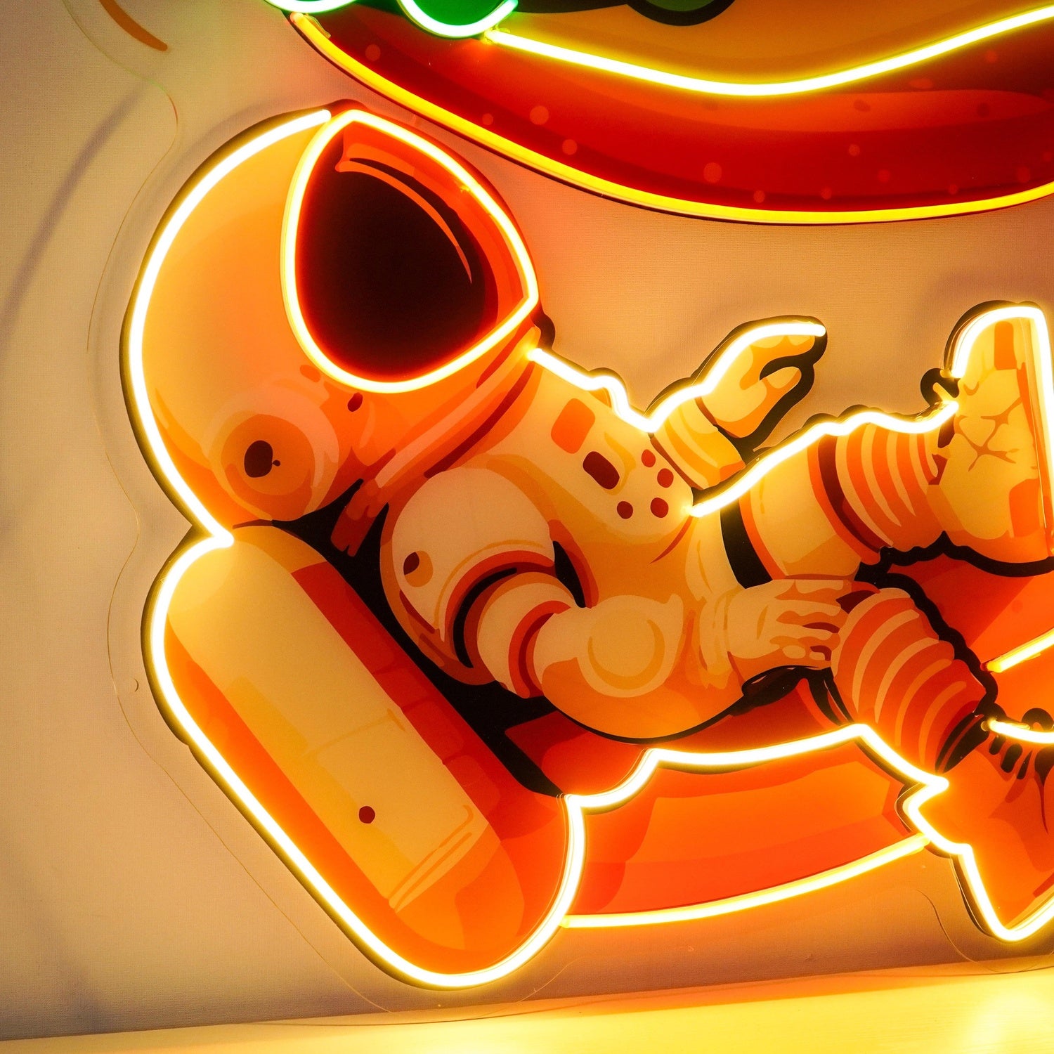 Astronaut Burger Vibrant Uv Printed Led Neon Sign For Cafe Decor | Shineneon