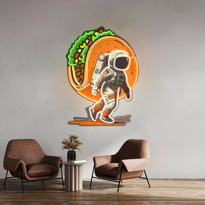 Astronaut Carrying Tacos Custom Led Signs Artwork For Sale - Shineneon
