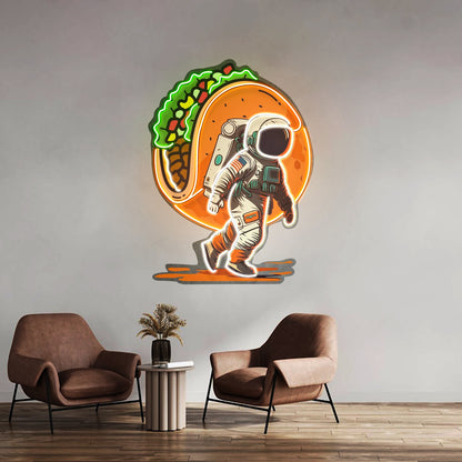 Astronaut Carrying Tacos Custom Led Signs Artwork For Sale