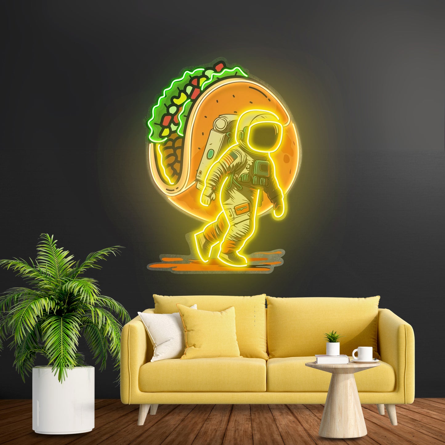 Astronaut Carrying Tacos Custom Led Signs Artwork For Sale