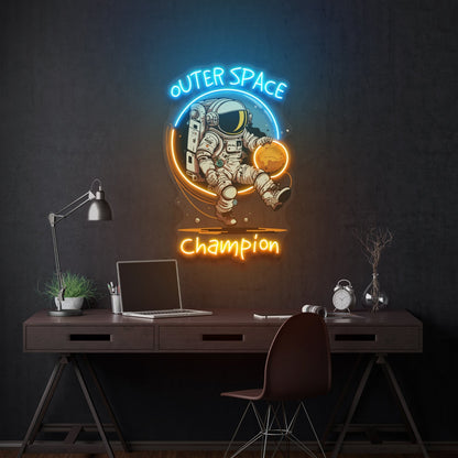 Astronaut Champion For Space Acrylic Artwork Led Neon Sign | Shineneon