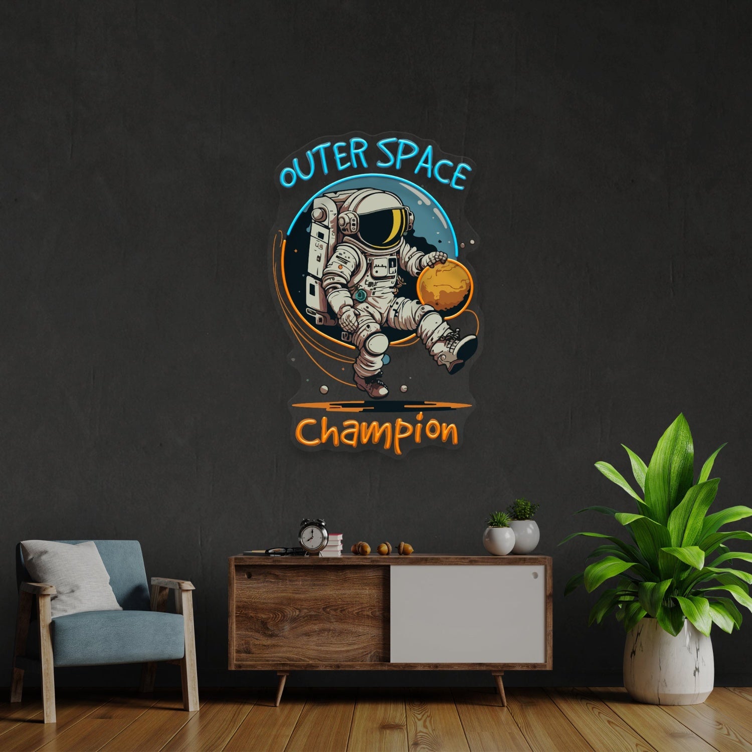 Astronaut Champion For Space Acrylic Artwork Led Neon Sign | Shineneon