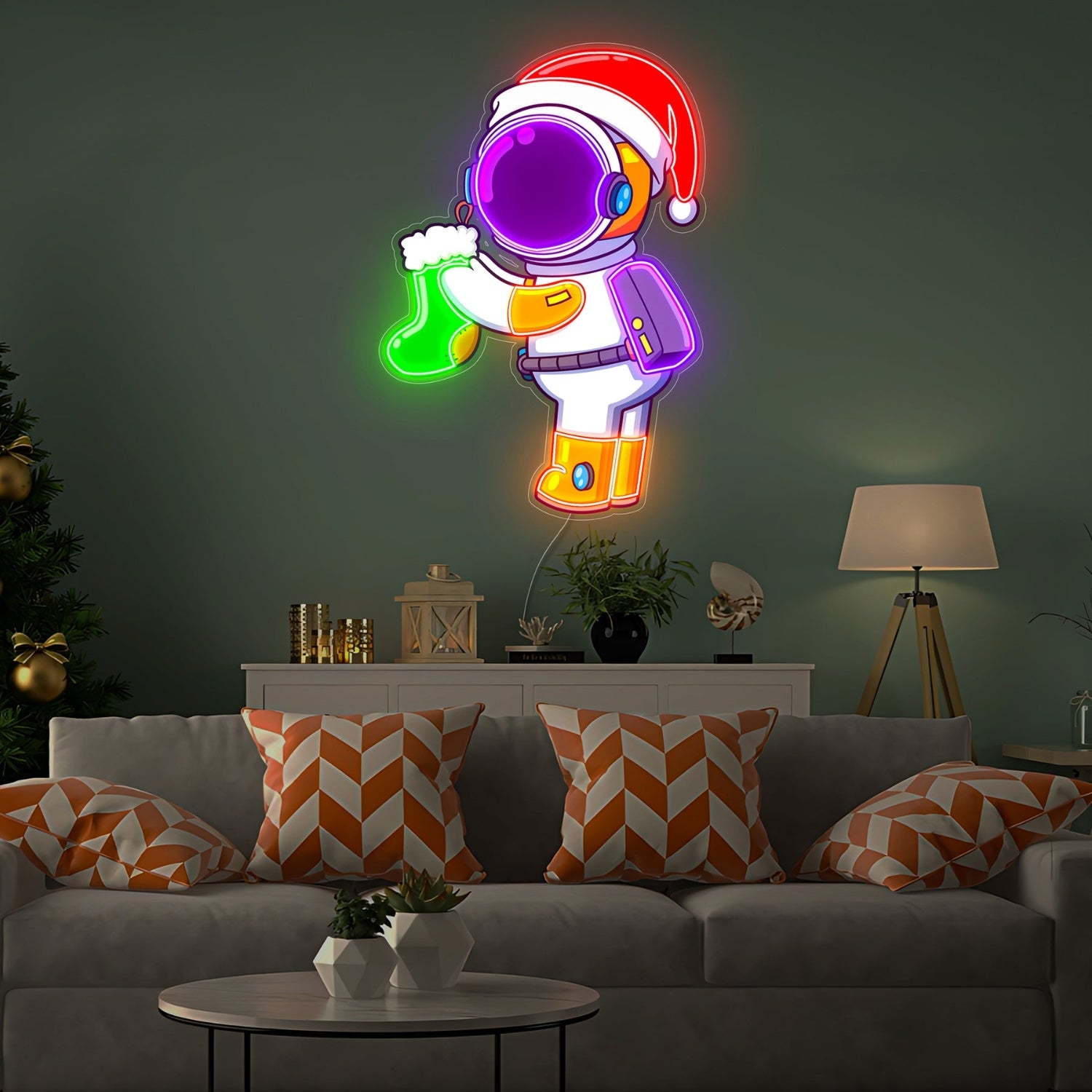 Astronaut Christmas Neon Acrylic Artwork | Shineneon