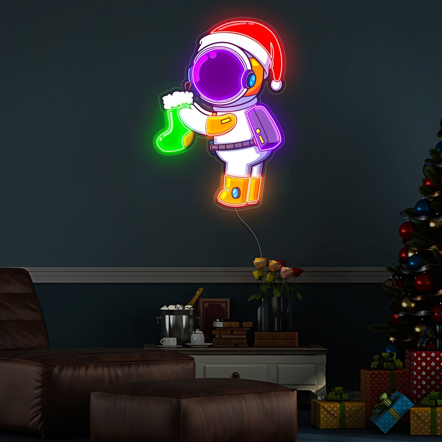 Astronaut Christmas Neon Acrylic Artwork | Shineneon