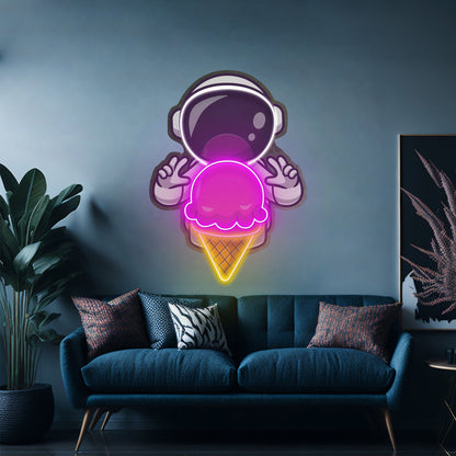 Astronaut Cream Space Custom Led Signs Artwork For Sale - Shineneon