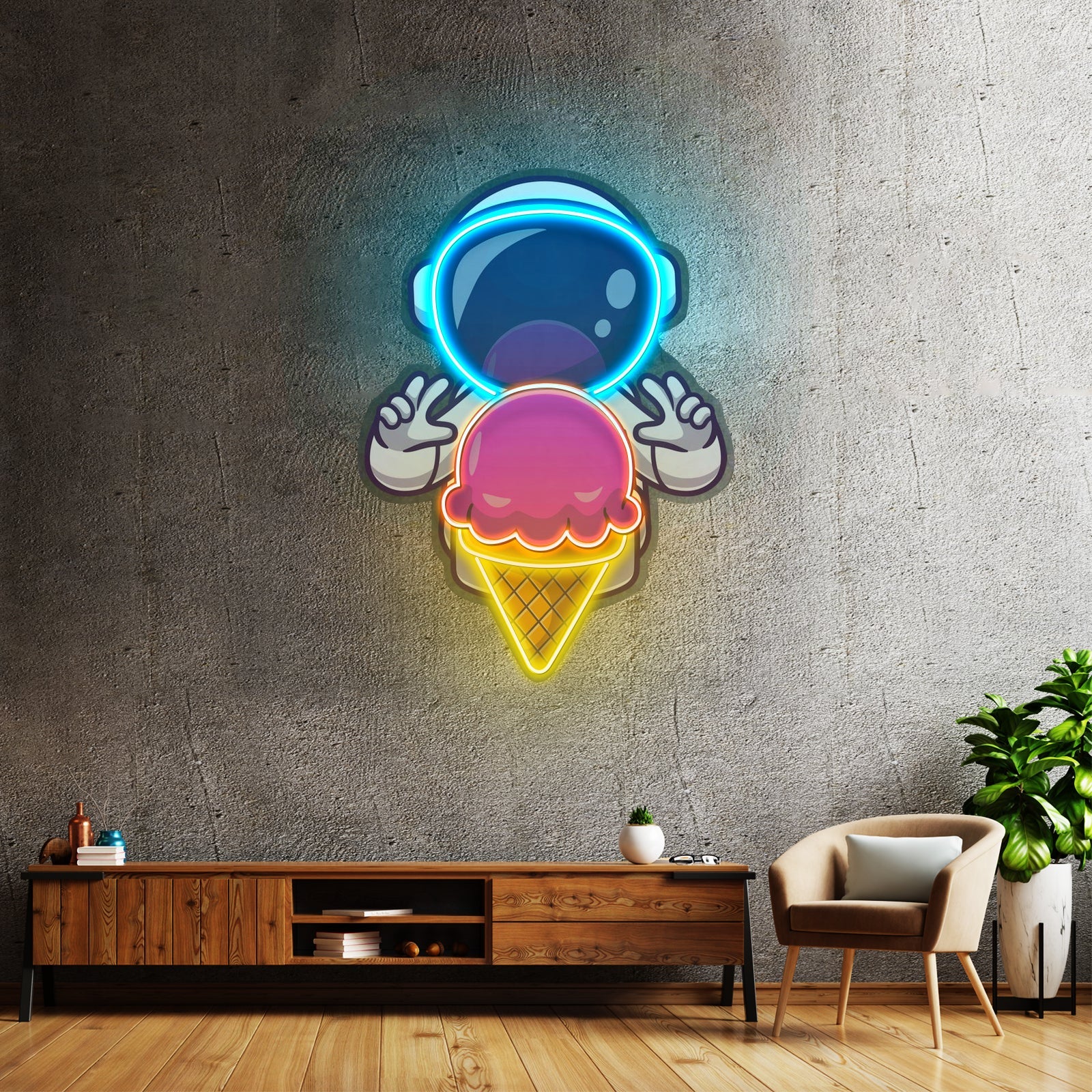 Astronaut Cream Space Custom Led Signs Artwork For Sale - Shineneon