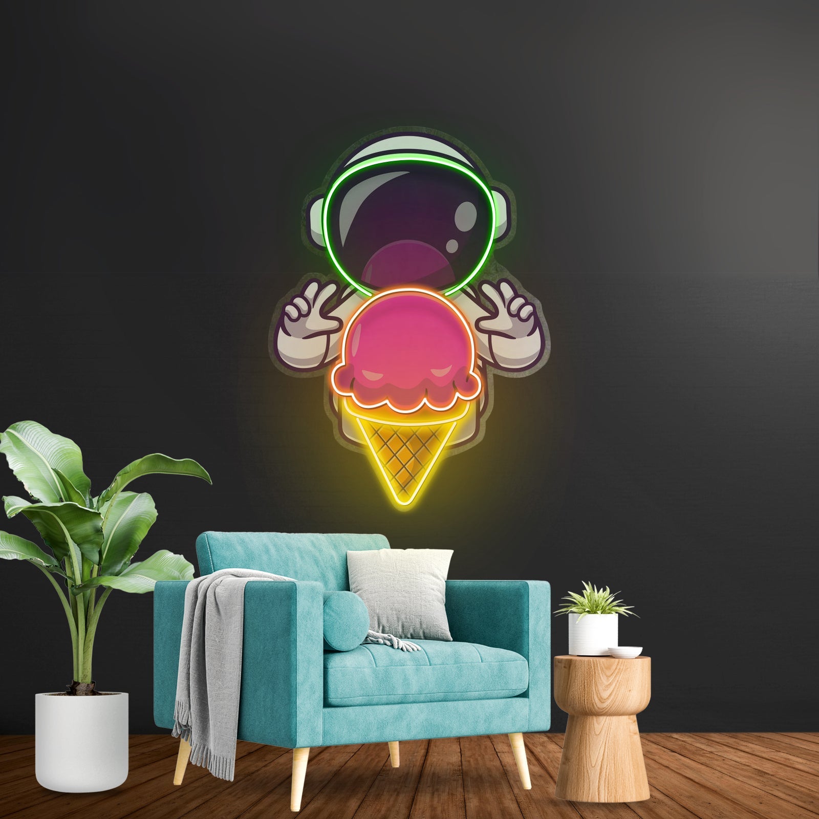 Astronaut Cream Space Custom Led Signs Artwork For Sale - Shineneon