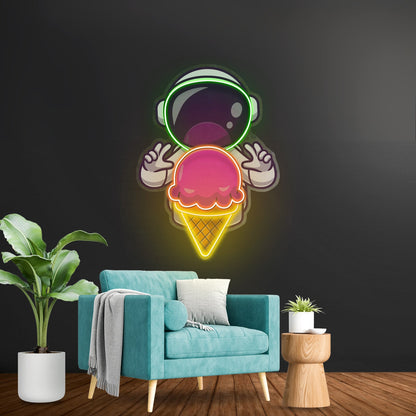 Astronaut Cream Space Custom Led Signs Artwork For Sale - Shineneon