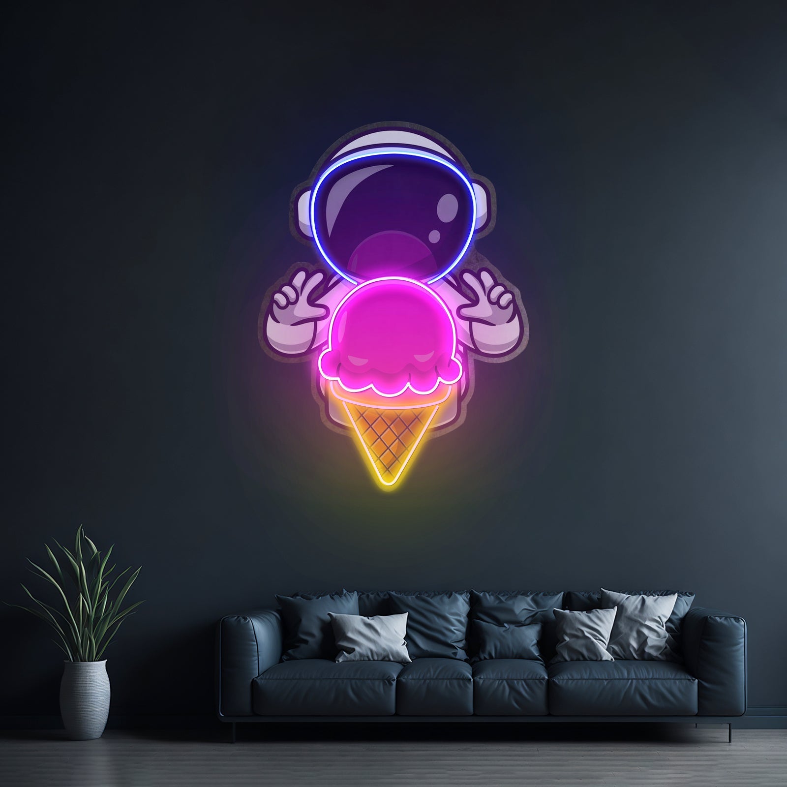 Astronaut Cream Space Custom Led Signs Artwork For Sale - Shineneon