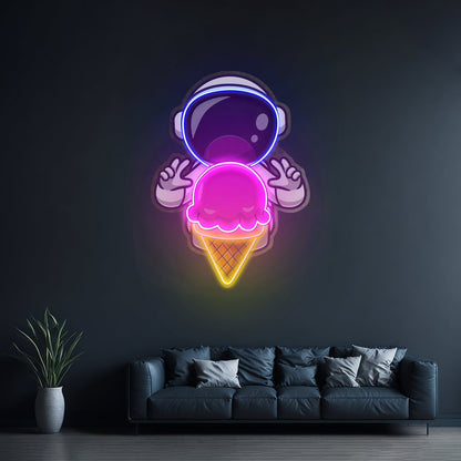 Astronaut Cream Space Custom Led Signs Artwork For Sale - Shineneon