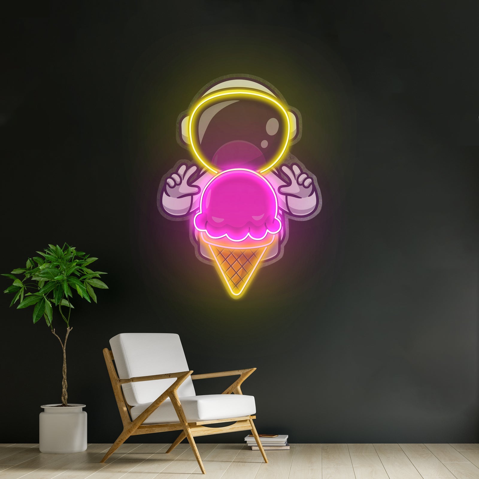 Astronaut Cream Space Custom Led Signs Artwork For Sale - Shineneon