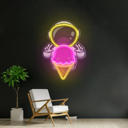 Astronaut Cream Space Custom Led Signs Artwork For Sale - Shineneon