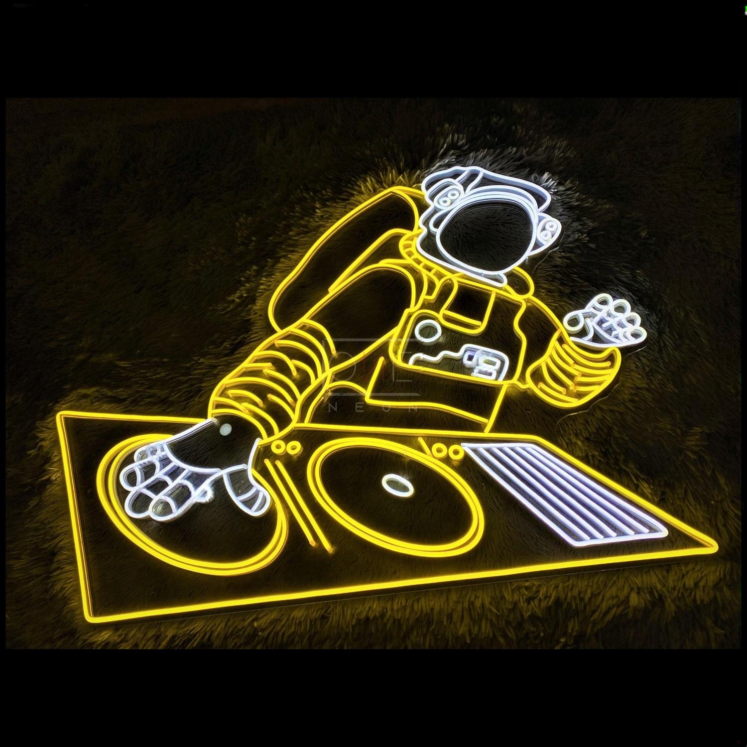 Astronaut Dj Led Neon Sign Yellow White Space Music Indoor Decor | Shineneon