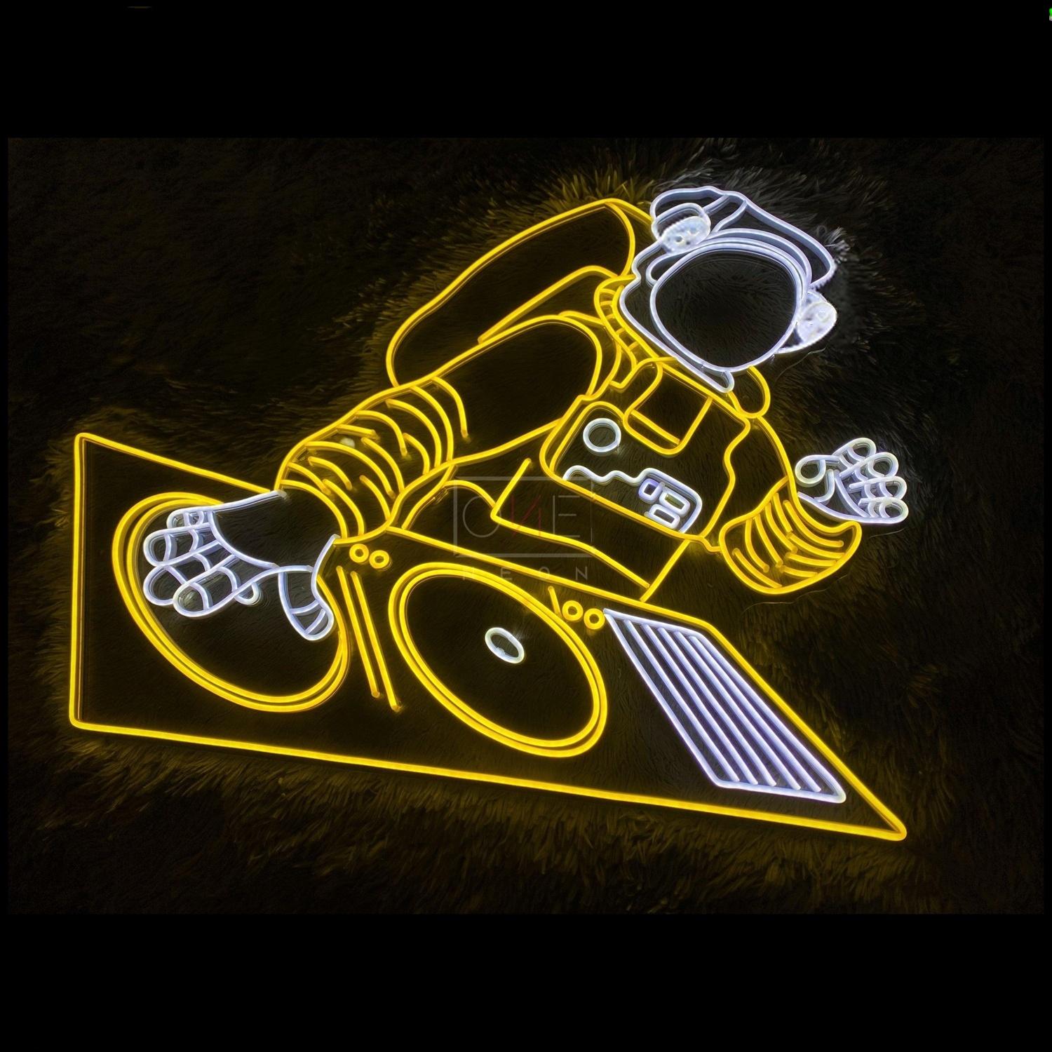 Astronaut Dj Led Neon Sign Yellow White Space Music Indoor Decor | Shineneon