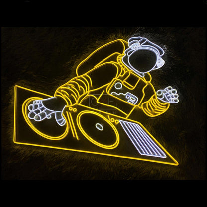 Astronaut Dj Led Neon Sign Yellow White Space Music Indoor Decor | Shineneon