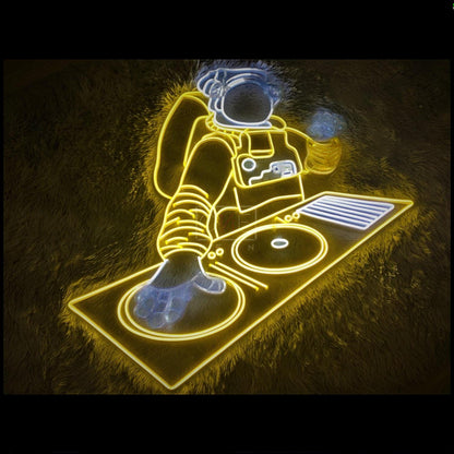 Astronaut Dj Led Neon Sign Yellow White Space Music Indoor Decor | Shineneon