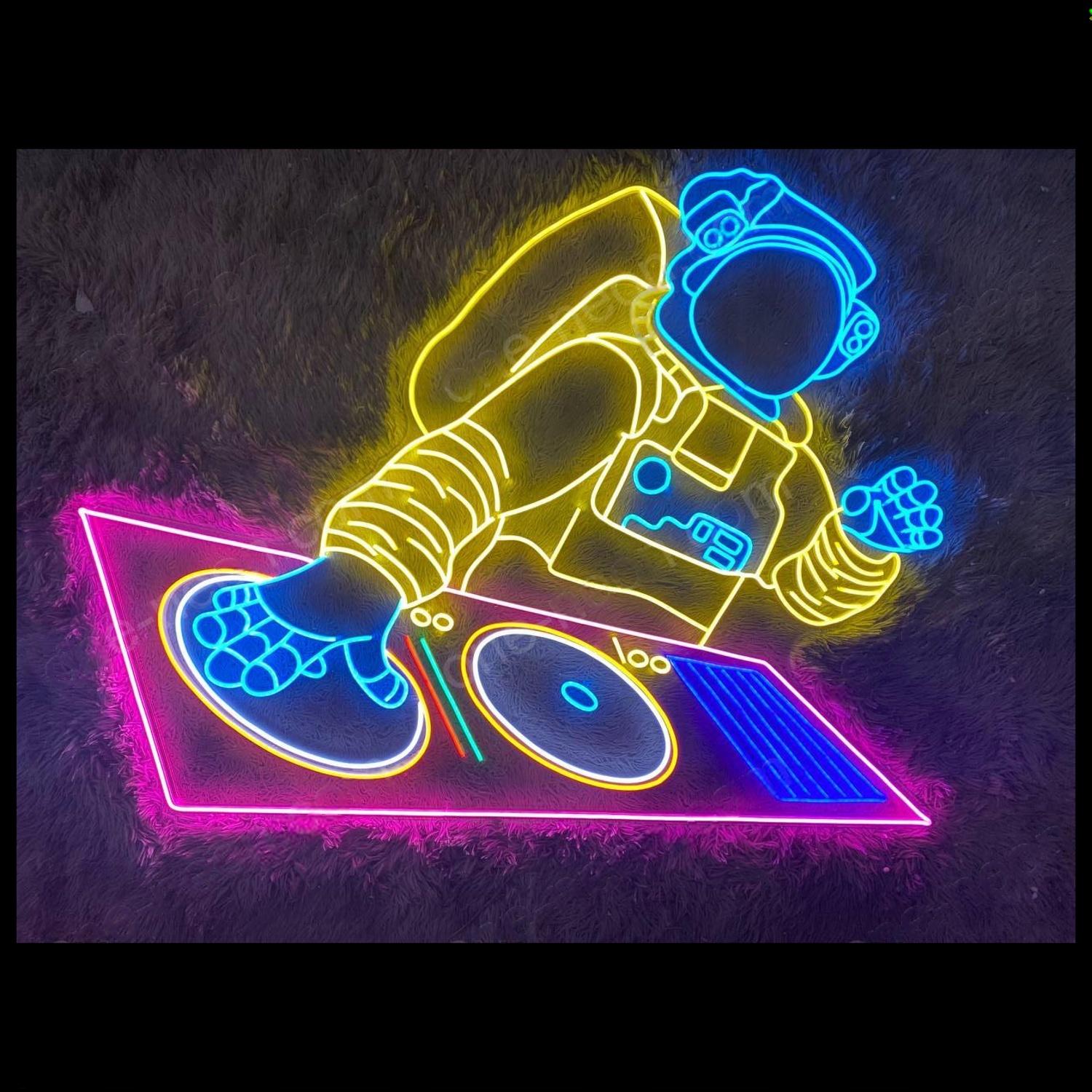 Astronaut Dj Led Neon Sign Yellow White Space Music Indoor Decor | Shineneon