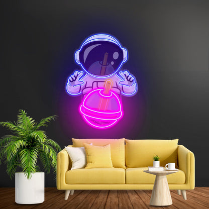 Astronaut Drinking Milktea Led Neon Sign Light Custom Led Signs - Shineneon