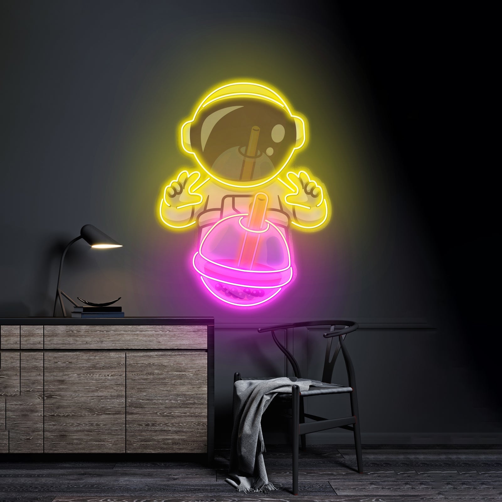 Astronaut Drinking Milktea Led Neon Sign Light Custom Led Signs - Shineneon