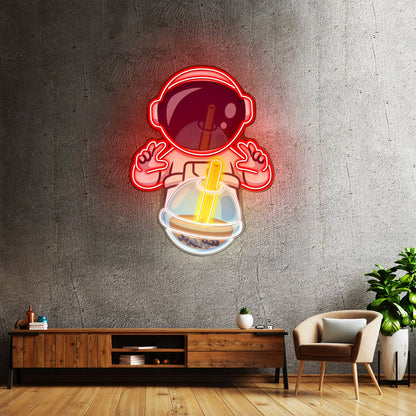 Astronaut Drinking Milktea Led Neon Sign Light Custom Led Signs - Shineneon