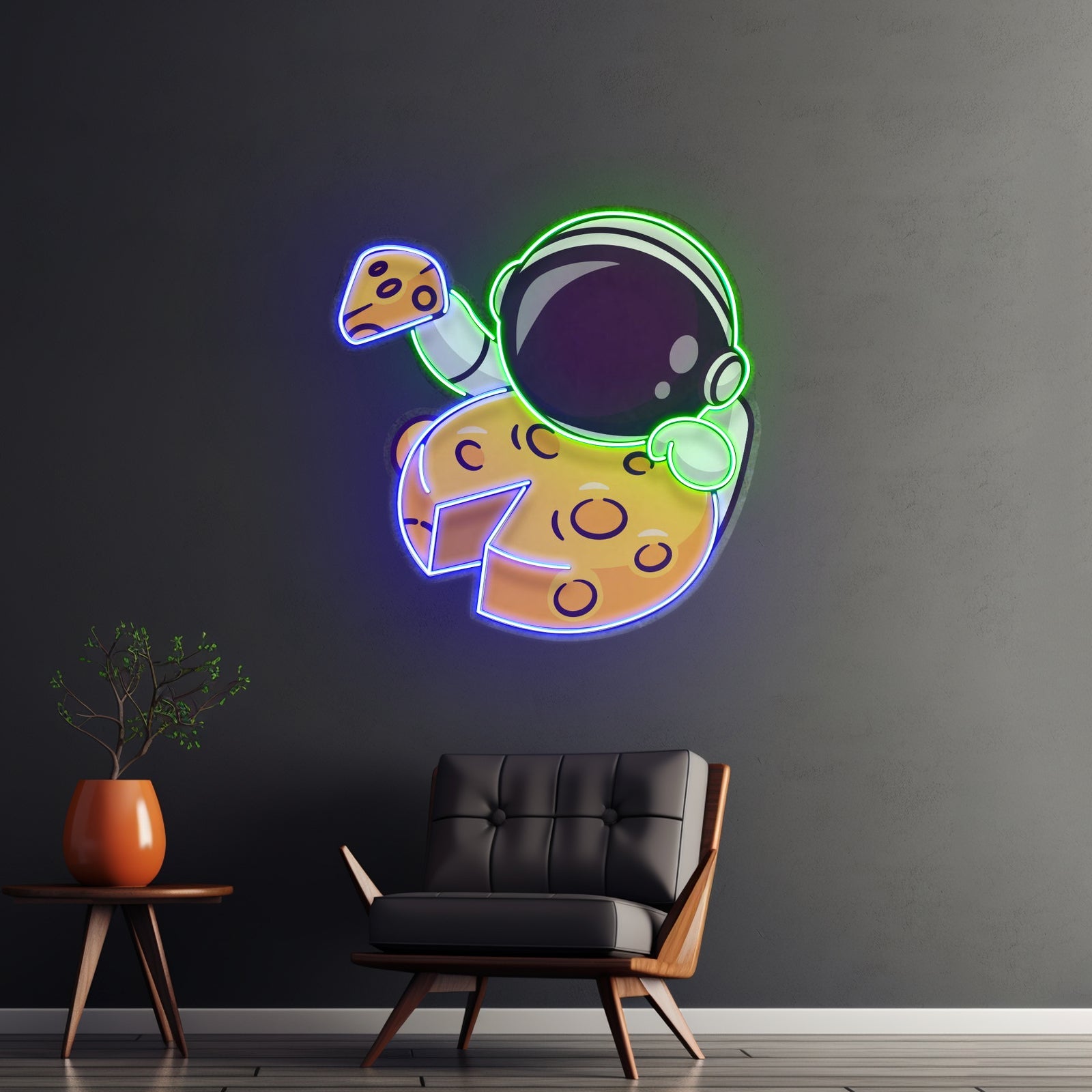 Astronaut Eating Cheese Moon Led Neon Sign Light Custom Led Signs - Shineneon