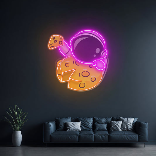 Astronaut Eating Cheese Moon Led Neon Sign Light Custom Led Signs