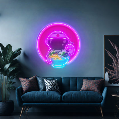 Astronaut Eating Ramen Custom Led Signs Artwork For Sale - Shineneon