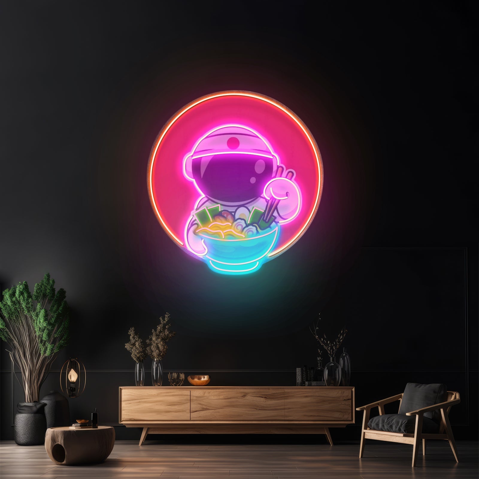 Astronaut Eating Ramen Custom Led Signs Artwork For Sale - Shineneon