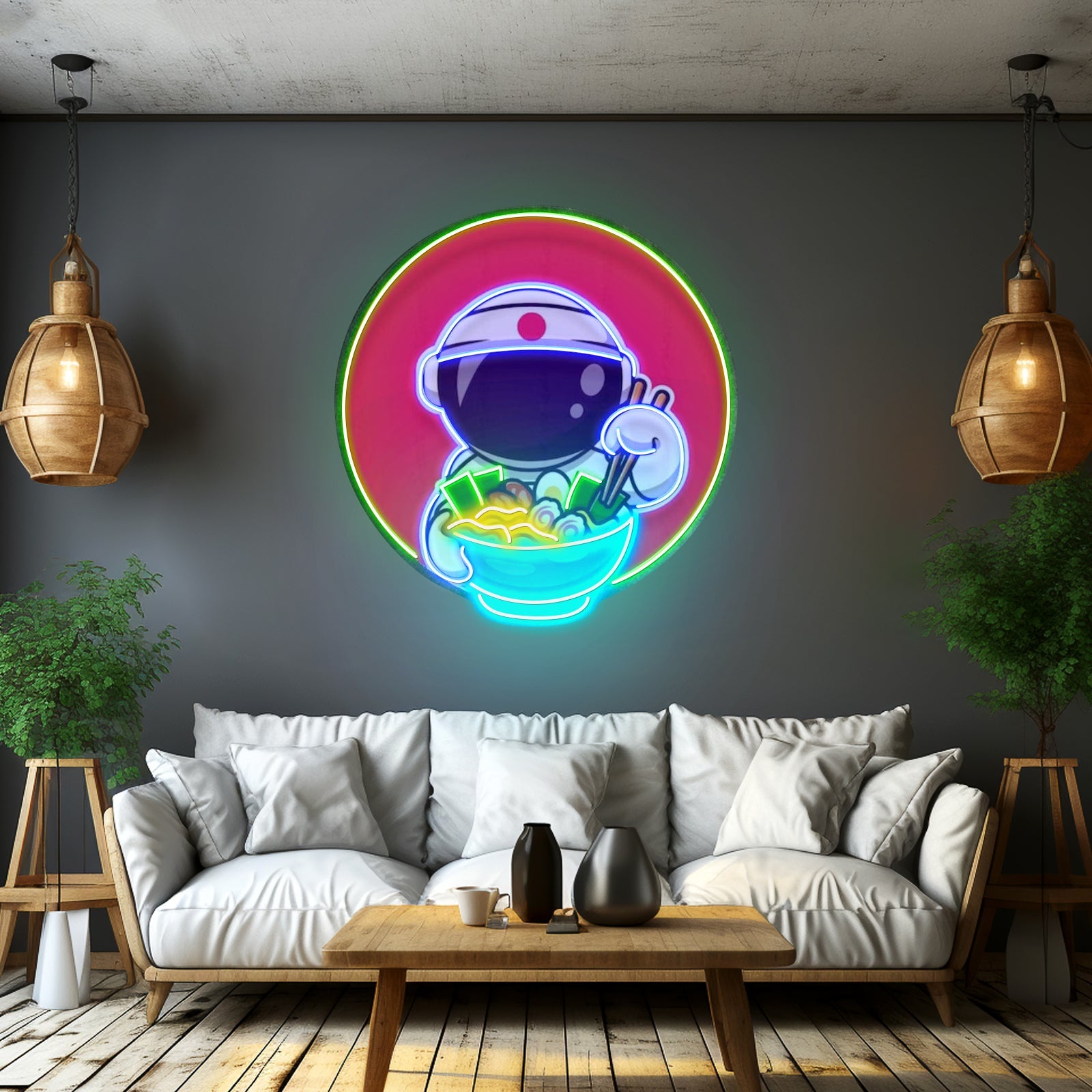 Astronaut Eating Ramen Custom Led Signs Artwork For Sale - Shineneon