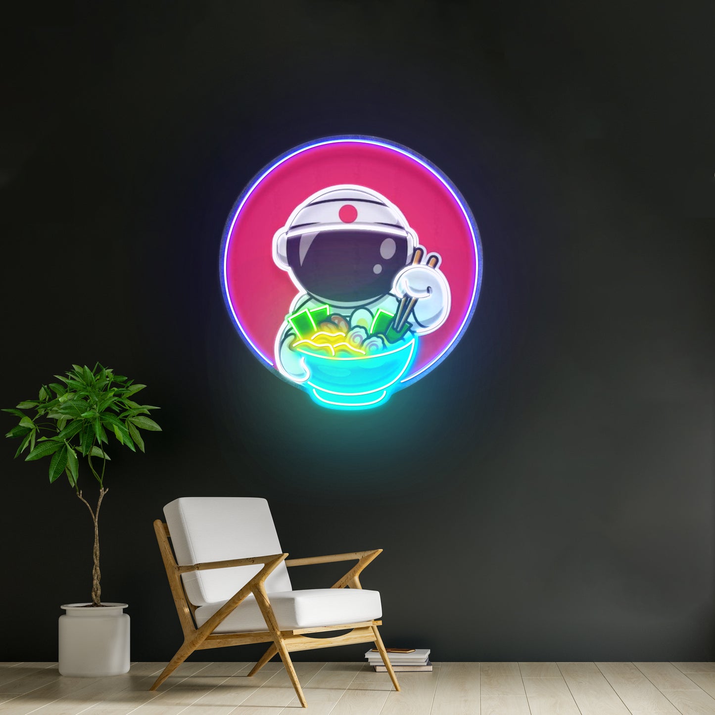 Astronaut Eating Ramen Custom Led Signs Artwork For Sale