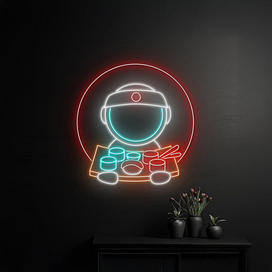 Astronaut Eating Sushi Neon Sign