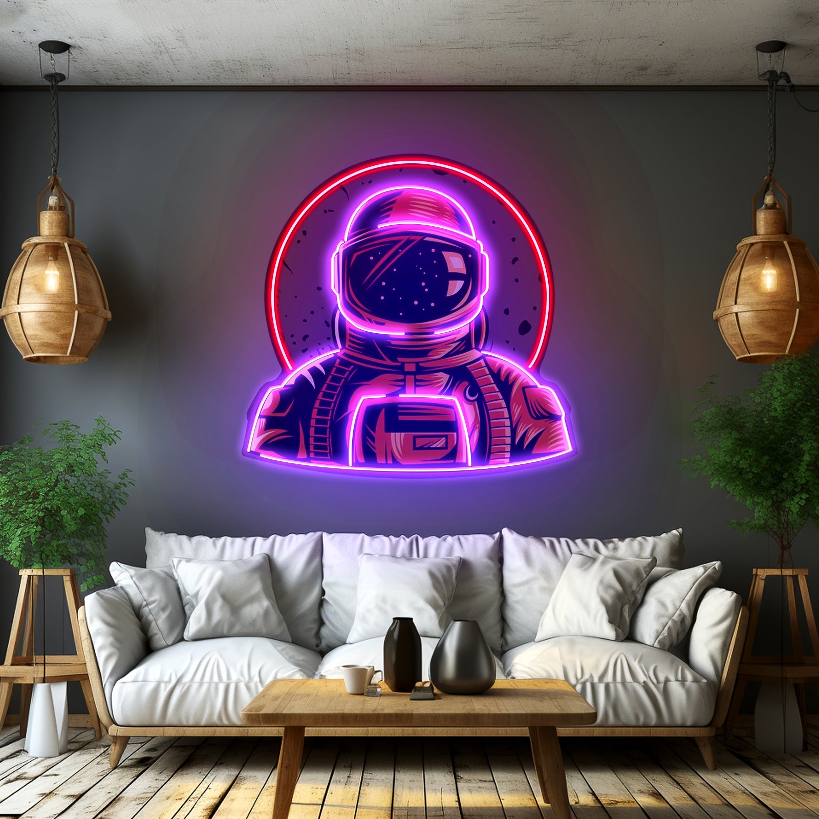 Astronaut Emblem Custom Led Signs Artwork For Sale
