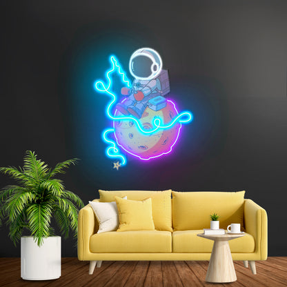 Astronaut Fishing Custom Led Signs Artwork For Sale