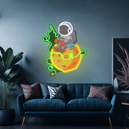 Astronaut Fishing Custom Led Signs Artwork For Sale