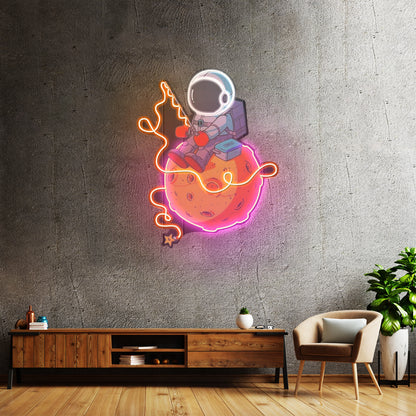 Astronaut Fishing Custom Led Signs Artwork For Sale