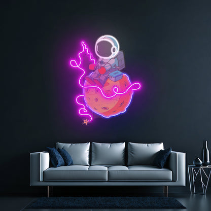 Astronaut Fishing Custom Led Signs Artwork For Sale