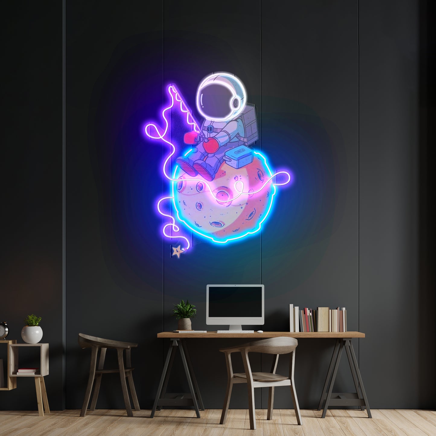 Astronaut Fishing Custom Led Signs Artwork For Sale