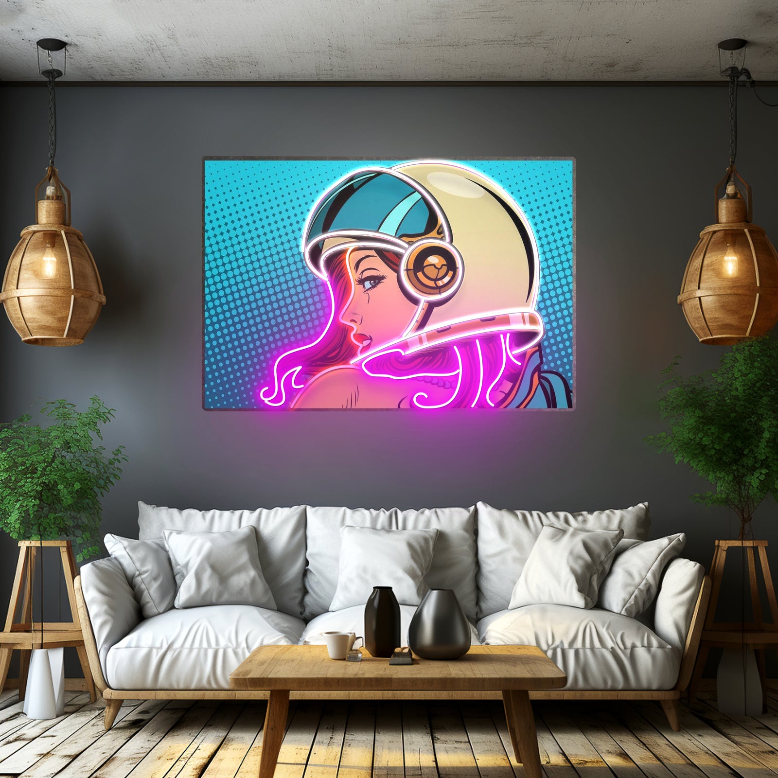 Astronaut Girl Custom Led Signs Artwork For Sale