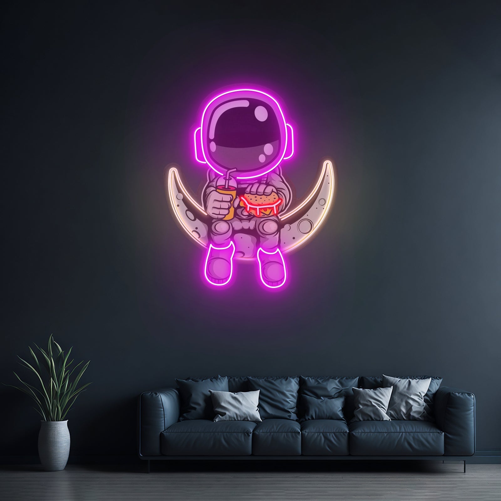 Astronaut Hamburger Custom Led Signs Artwork For Sale - Shineneon