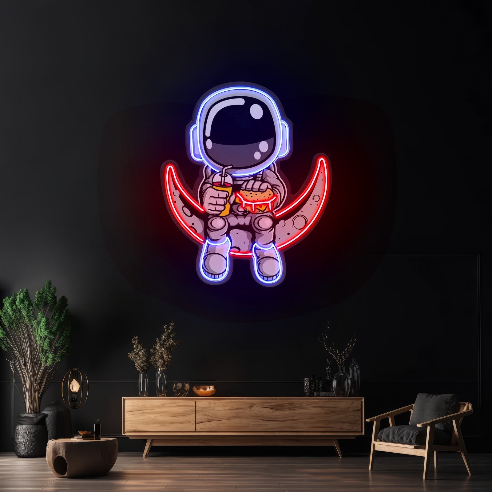 Astronaut Hamburger Custom Led Signs Artwork For Sale - Shineneon