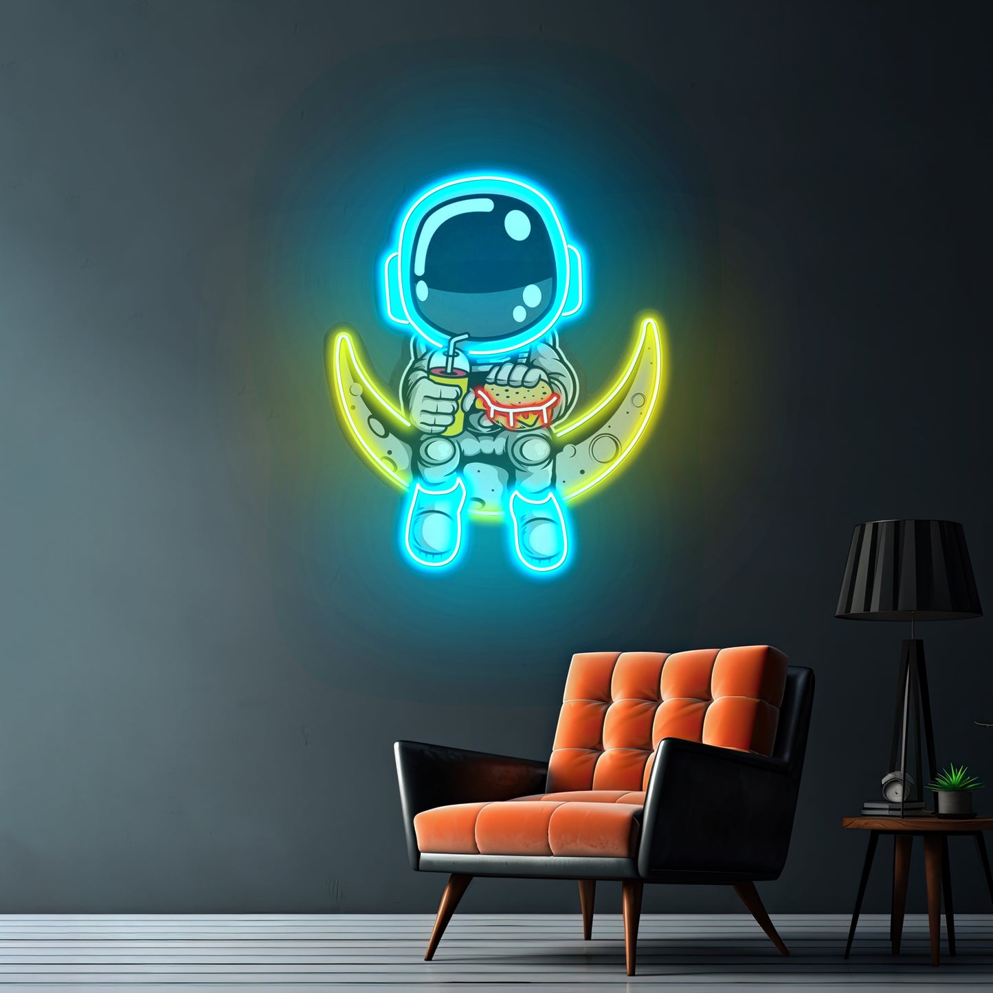 Astronaut Hamburger Custom Led Signs Artwork For Sale