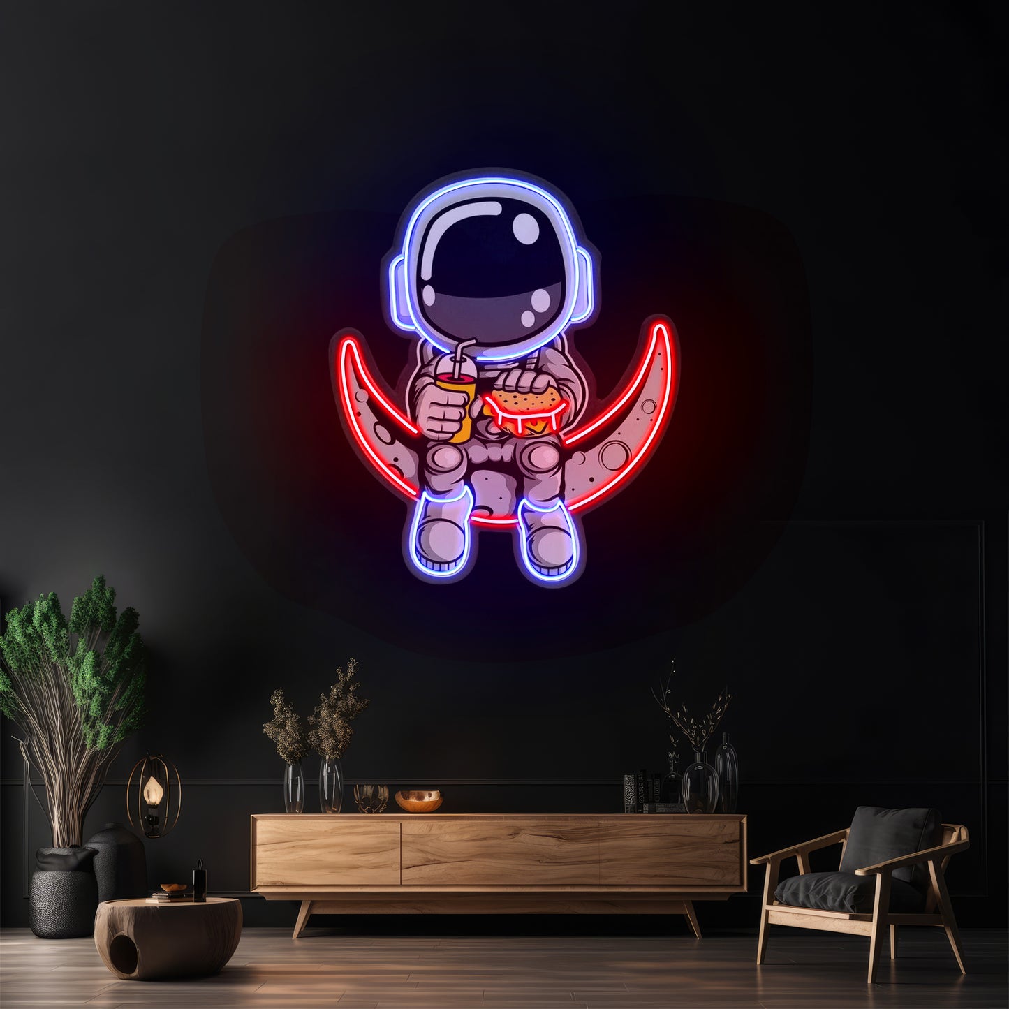 Astronaut Hamburger Custom Led Signs Artwork For Sale