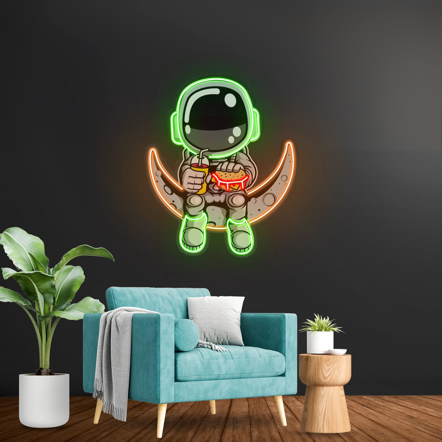 Astronaut Hamburger Custom Led Signs Artwork For Sale